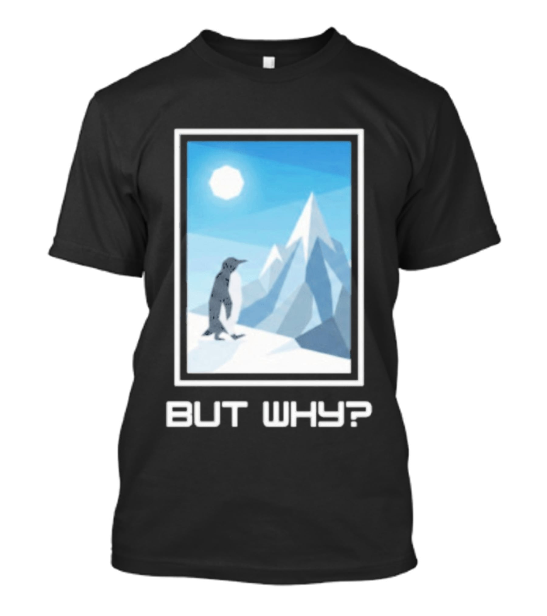 But Why Penguin Northward Bound Minimalist Arctic Framed T-Shirt