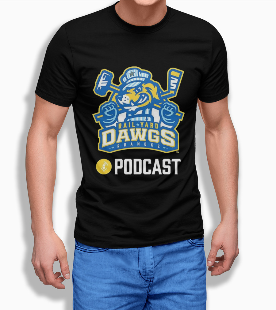 Roanoke Rail Yard Dawgs Ice Hockey Podcast T-Shirt