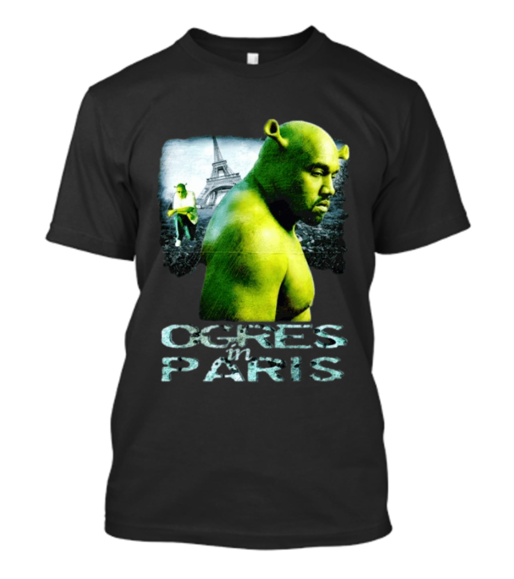 Shrek Kanye West Ogres In Paris Eiffel Tower Mashup T-Shirt