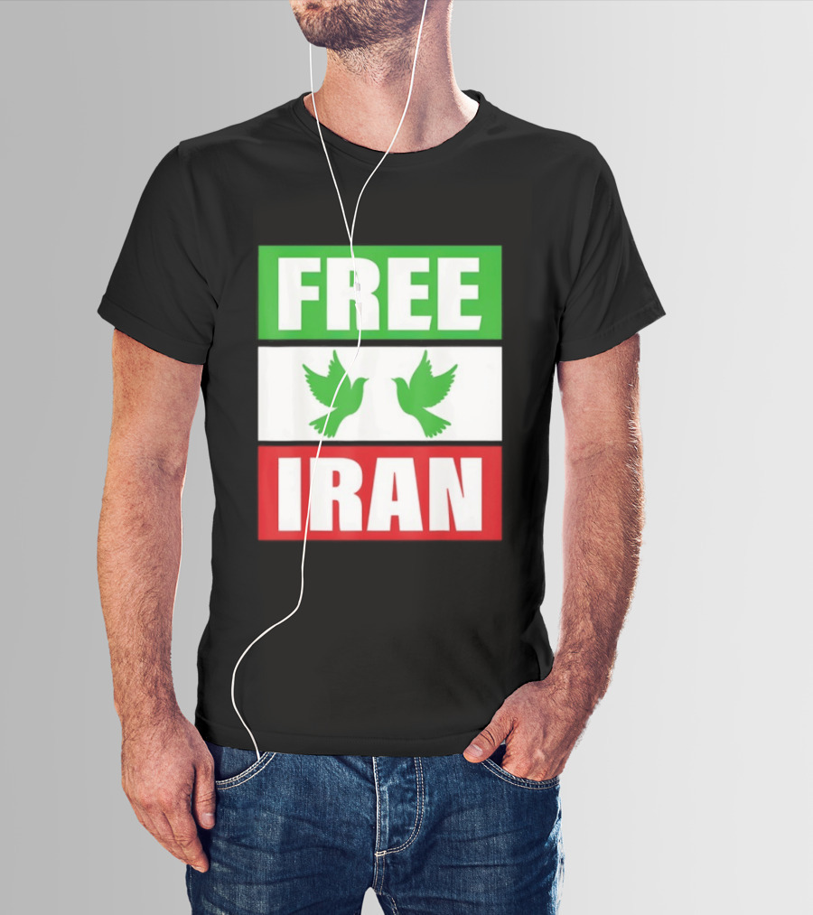 Free Iran Green White Red Peace Doves Freedom T-Shirt