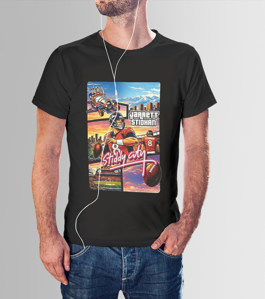 Stiddy City GTA Vice City Jarrett Stidham Football Denver Broncos T-Shirt