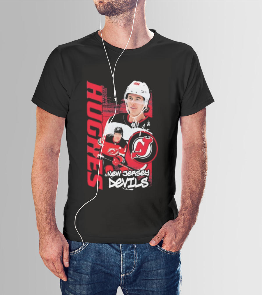 New Jersey Devils Jack Hughes Playmaker Hockey Legend T-Shirt