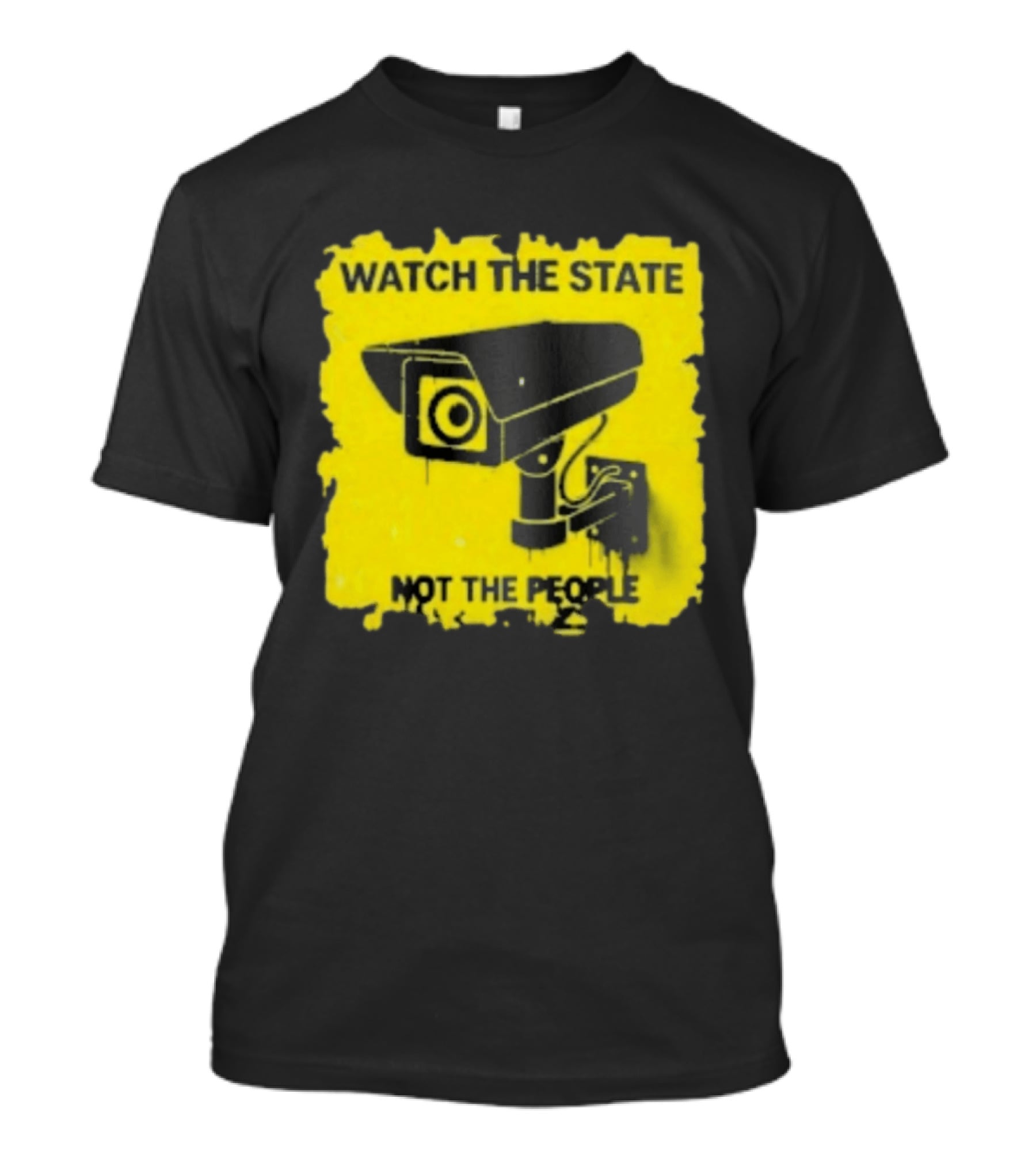 THE STATE NOT THE PEOPLE Yellow Surveillance Camera T-Shirt