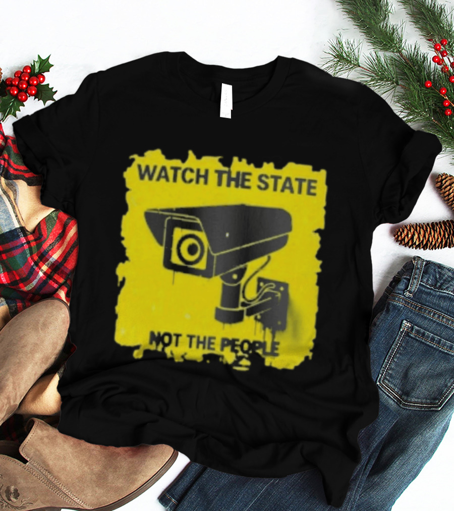 THE STATE NOT THE PEOPLE Yellow Surveillance Camera T-Shirt