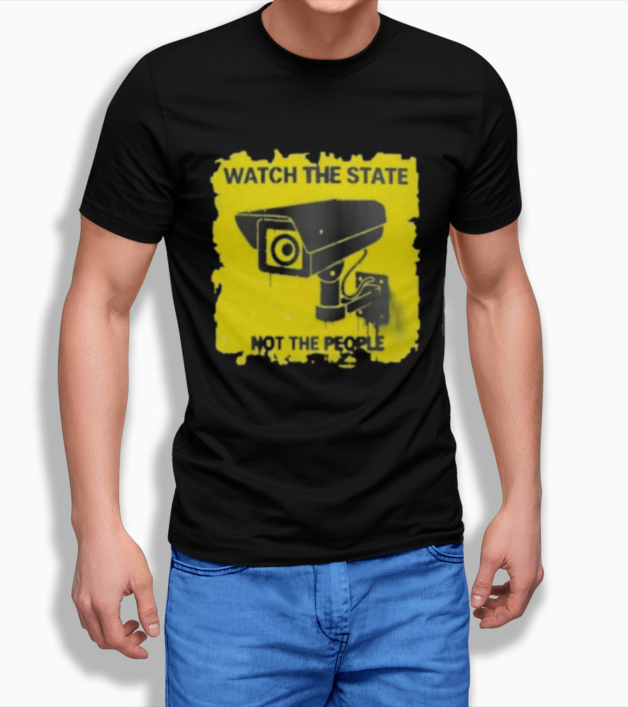 THE STATE NOT THE PEOPLE Yellow Surveillance Camera T-Shirt