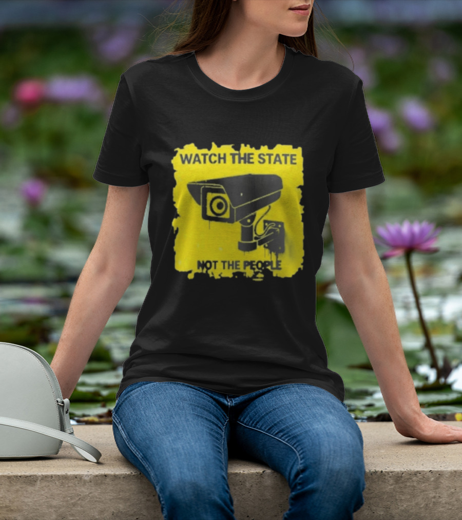 THE STATE NOT THE PEOPLE Yellow Surveillance Camera T-Shirt