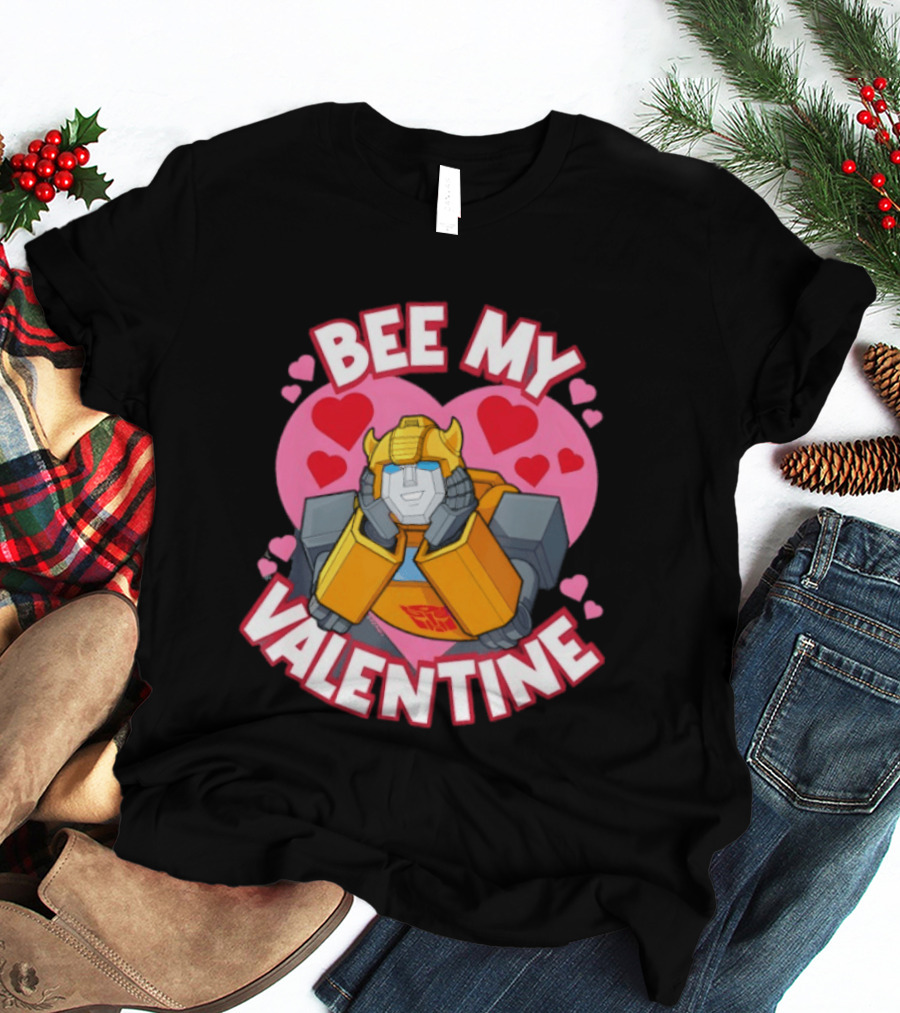 BEE MY VALENTINE Transformers Bumblebee Valentine's Day Hearts T-Shirt
