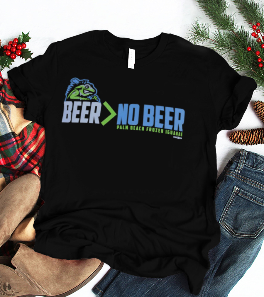 Palm Beach Frozen Iguanas Beer Greater Than No Beer T-Shirt
