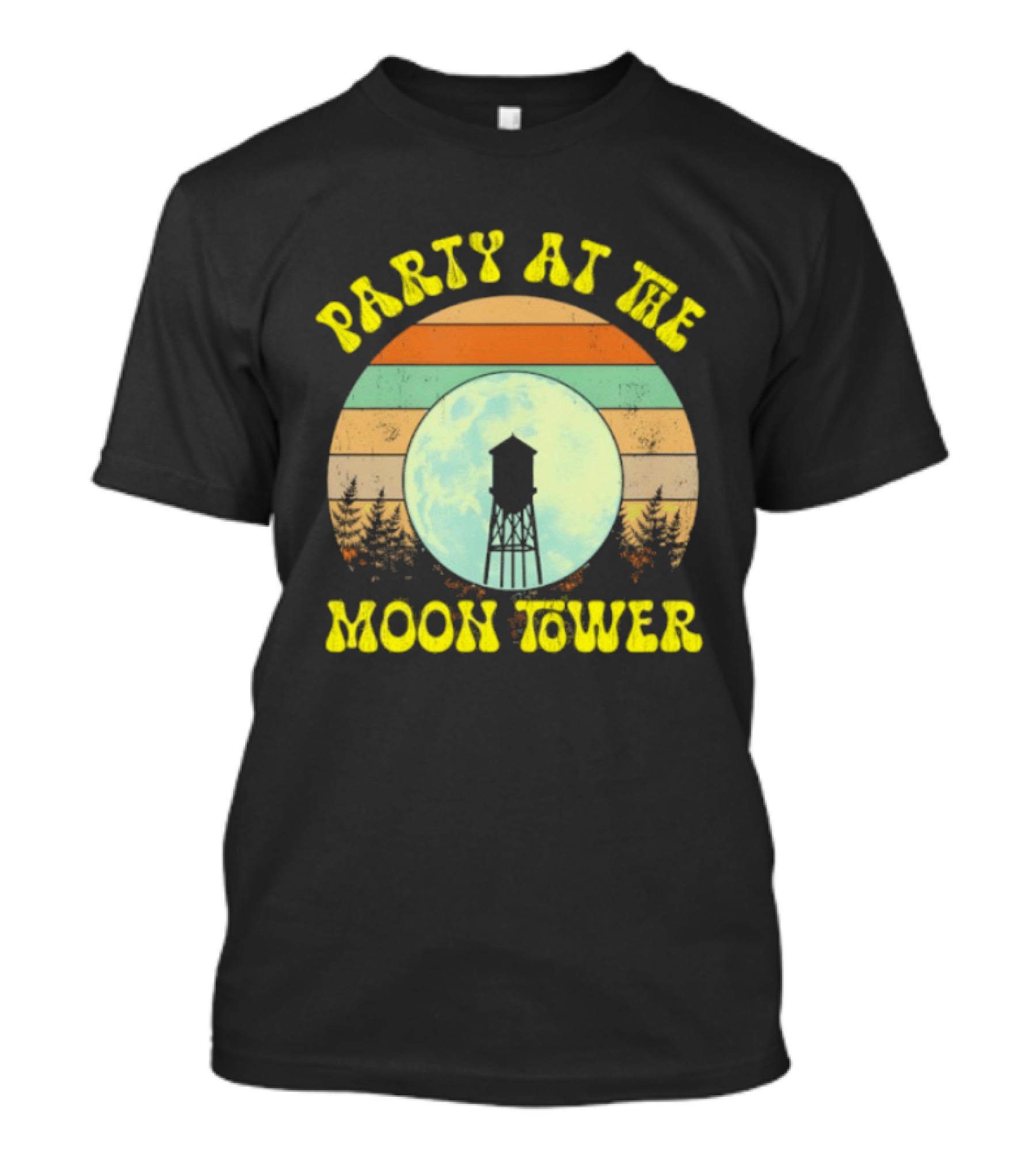 Party At The Moontower Retro Sunset Landscape Moon T-Shirt
