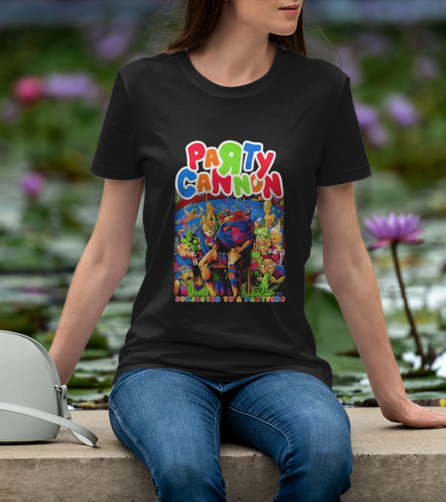 Party Cannon Subjected To A Partying Colorful Cartoon Chaos T-Shirt