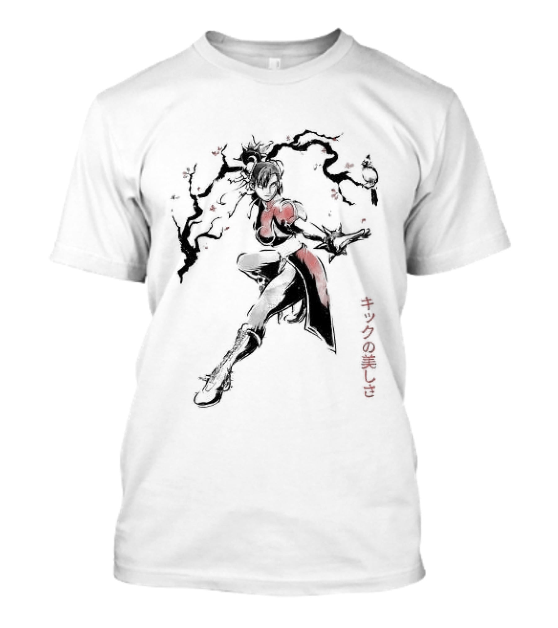 Chun Li SF The Kicking Beauty Sumi E Calligraphy Brush T-Shirt