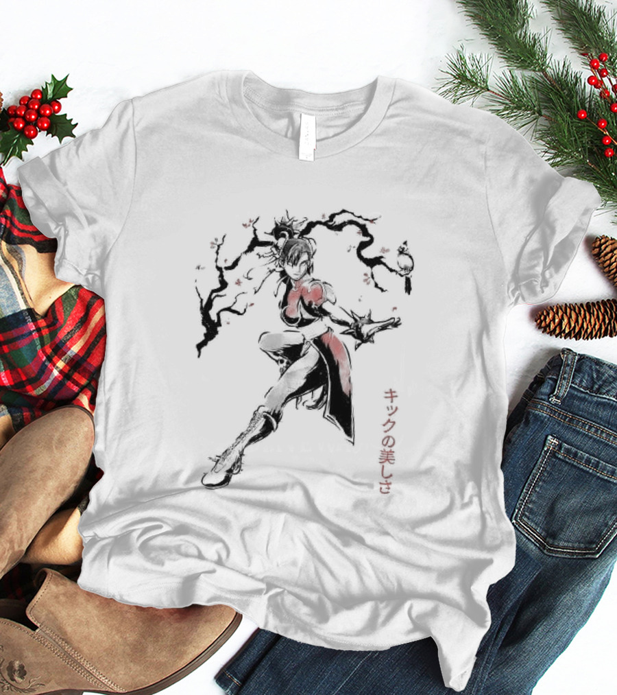 Chun Li SF The Kicking Beauty Sumi E Calligraphy Brush T-Shirt