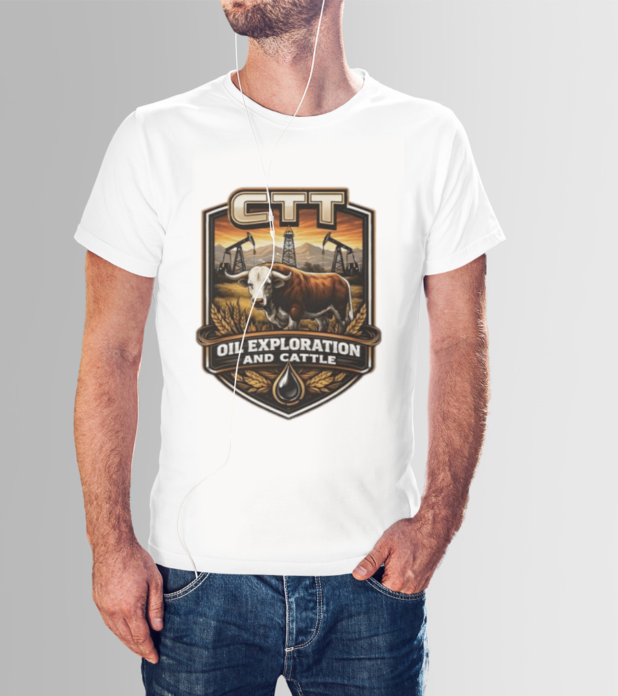 CTT Oil Exploration And Cattle Pumpjack Bull T-Shirt