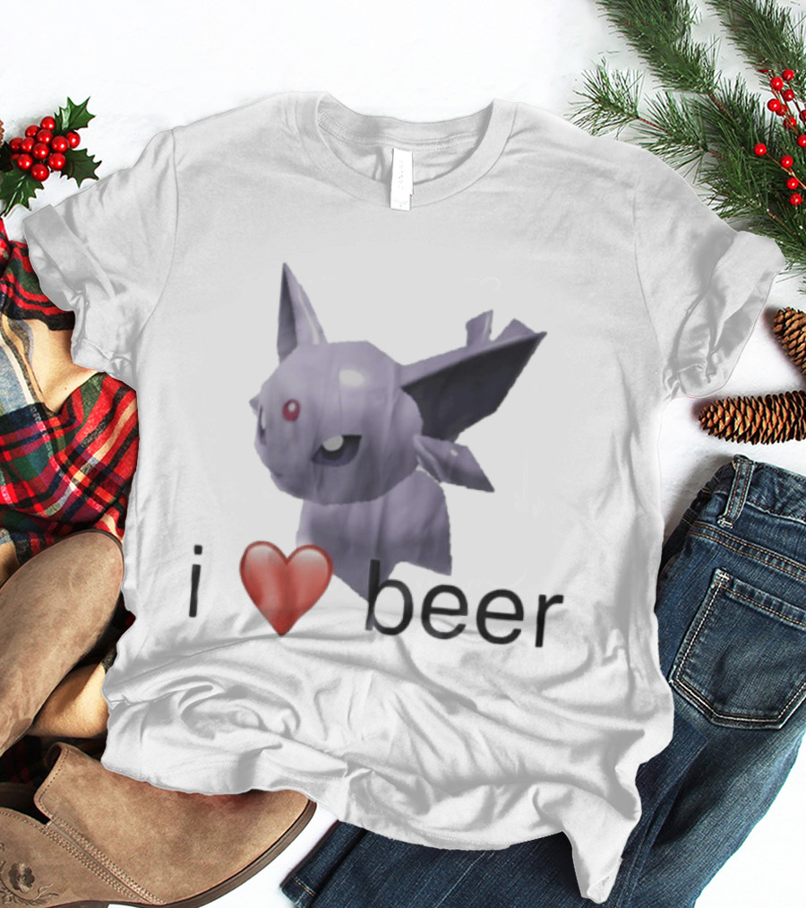Pokémon Espeon I Heart Beer Meme T-Shirt