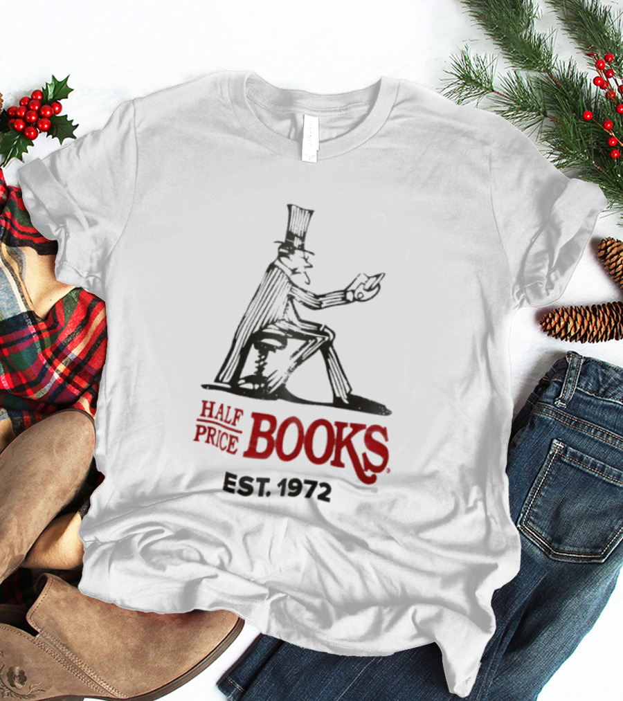 Half Price Books Est 1972 Vintage Gentleman Reading T-Shirt
