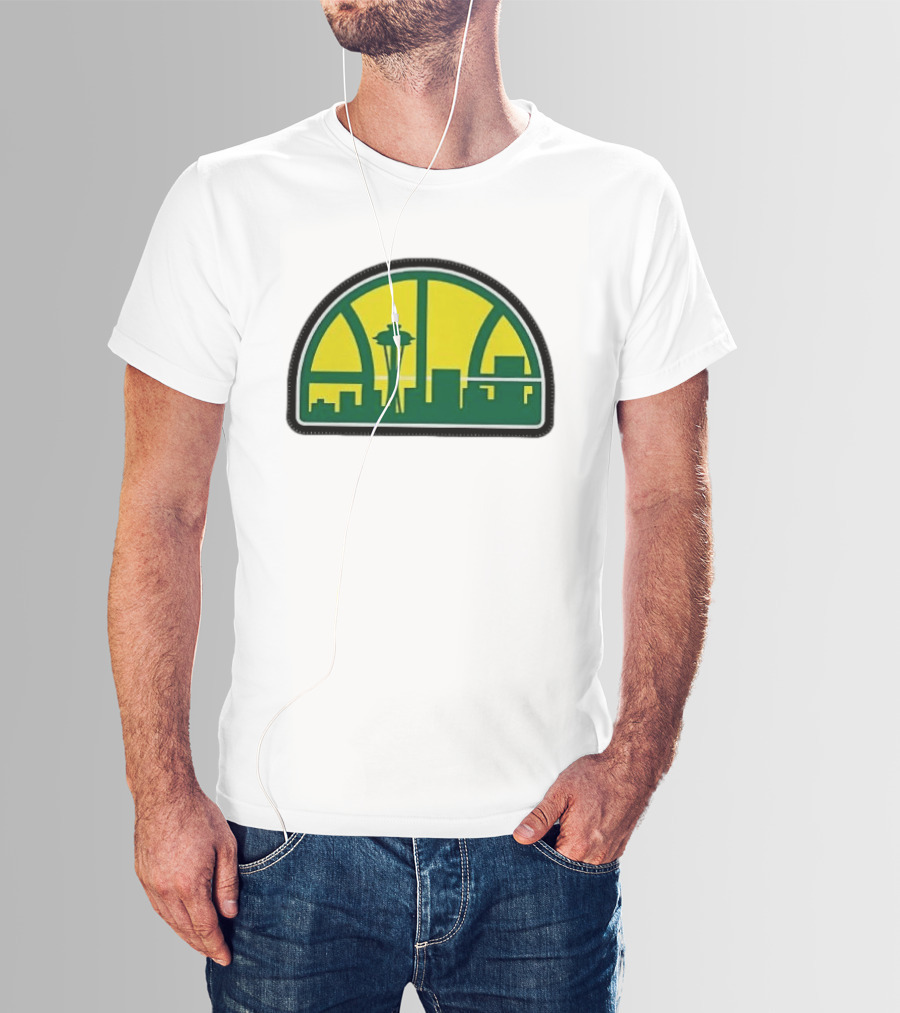 NBA Seattle Skyline Space Needle Hardwood Basketball T-Shirt