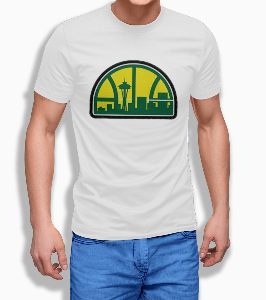 NBA Seattle Skyline Space Needle Hardwood Basketball T-Shirt