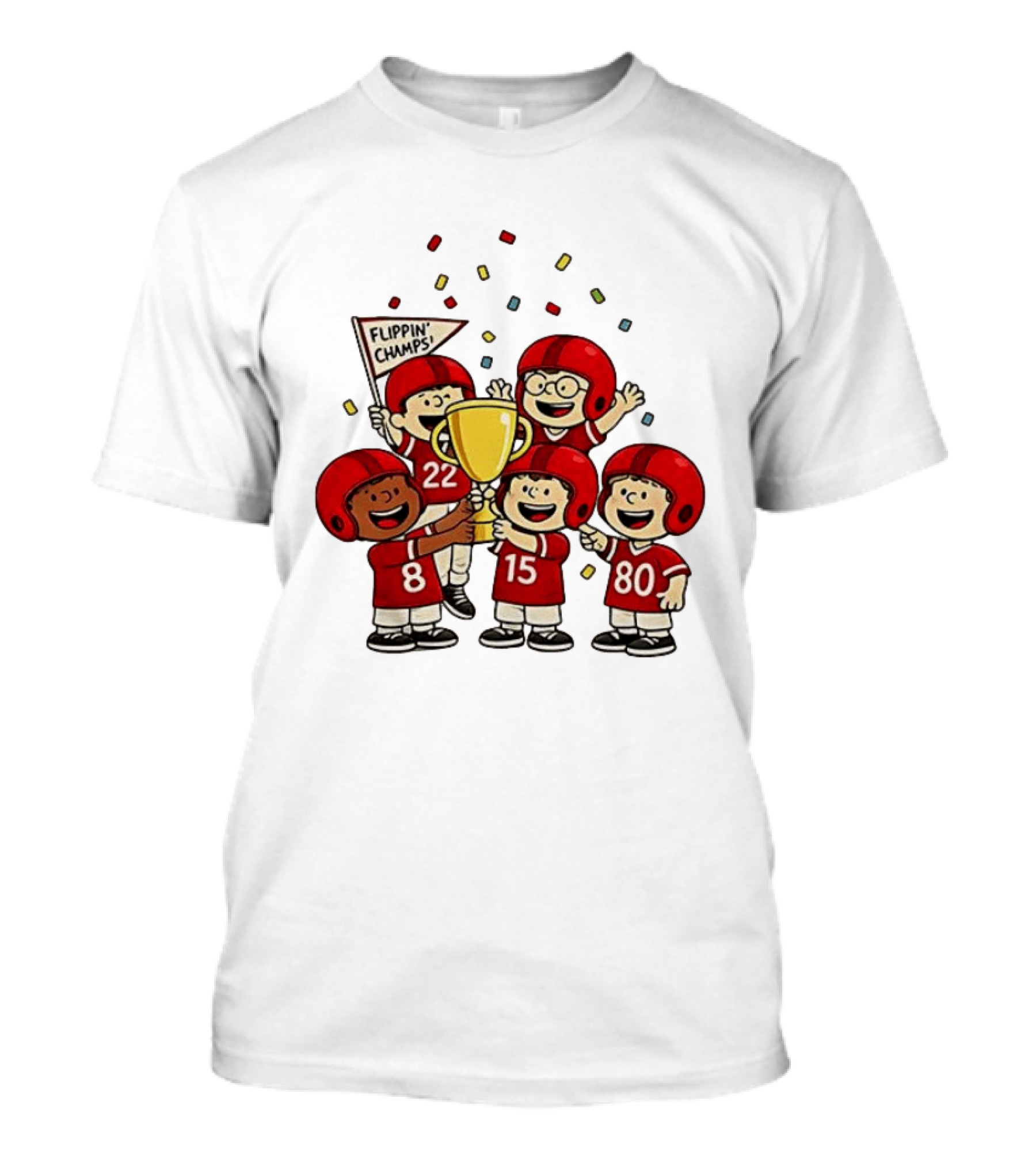 Peanuts Flippin' Champs Football Team Celebration With Trophy T-Shirt