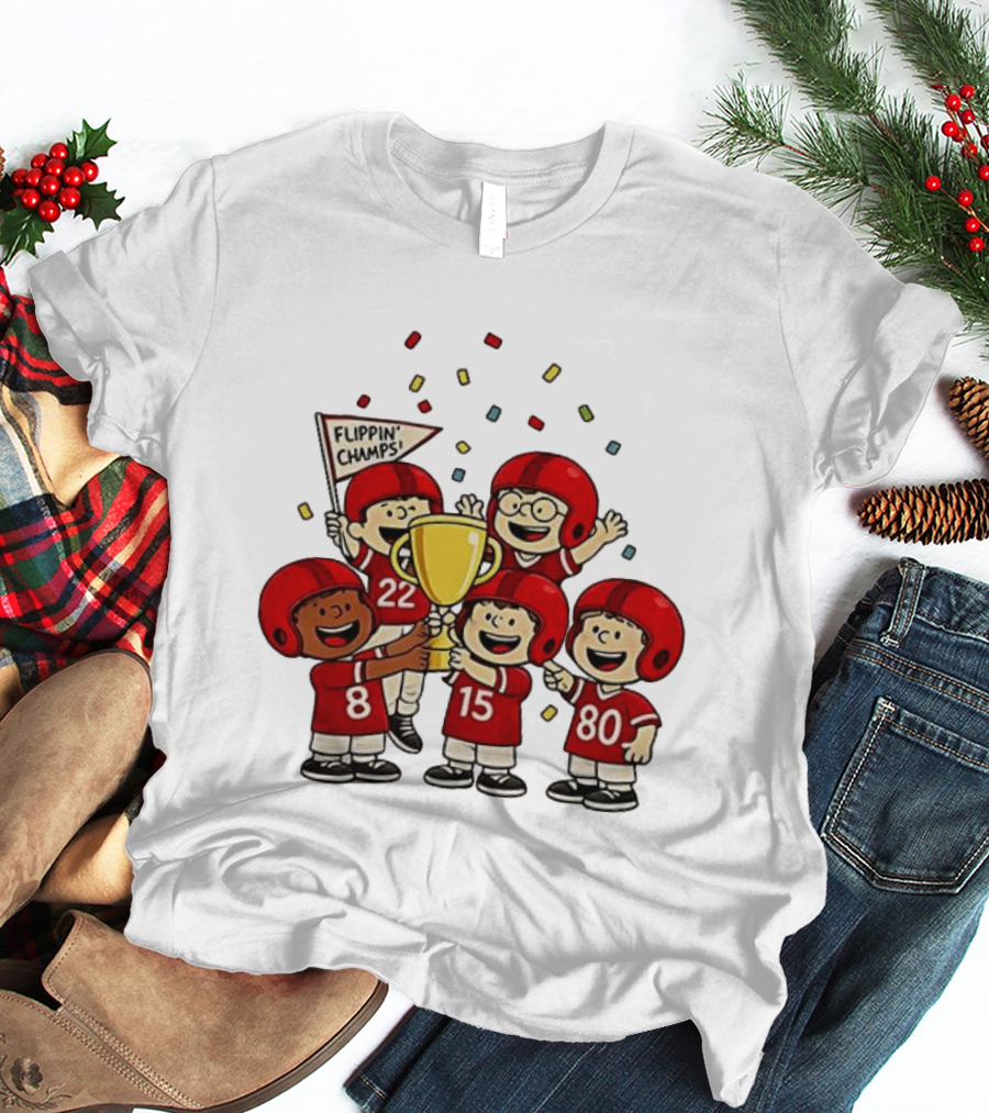 Peanuts Flippin' Champs Football Team Celebration With Trophy T-Shirt