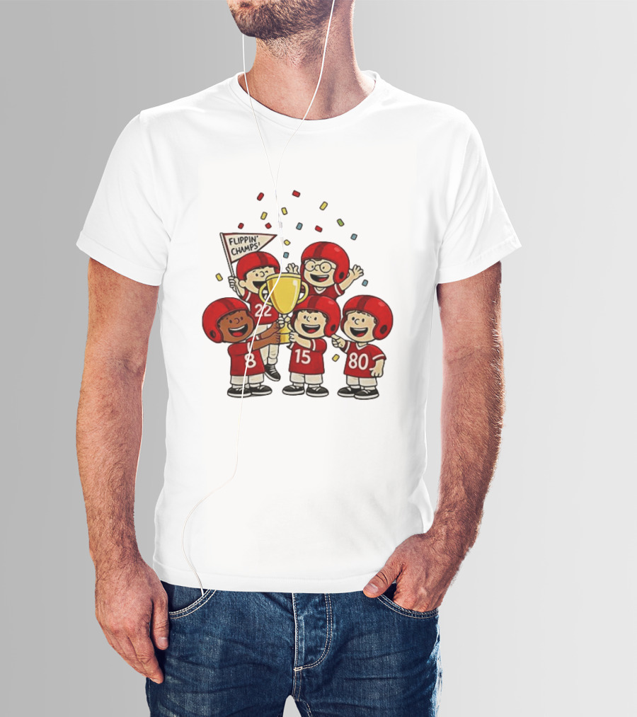 Peanuts Flippin' Champs Football Team Celebration With Trophy T-Shirt