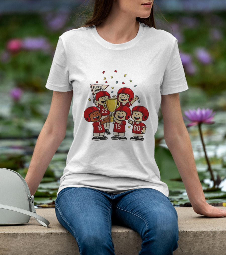 Peanuts Flippin' Champs Football Team Celebration With Trophy T-Shirt