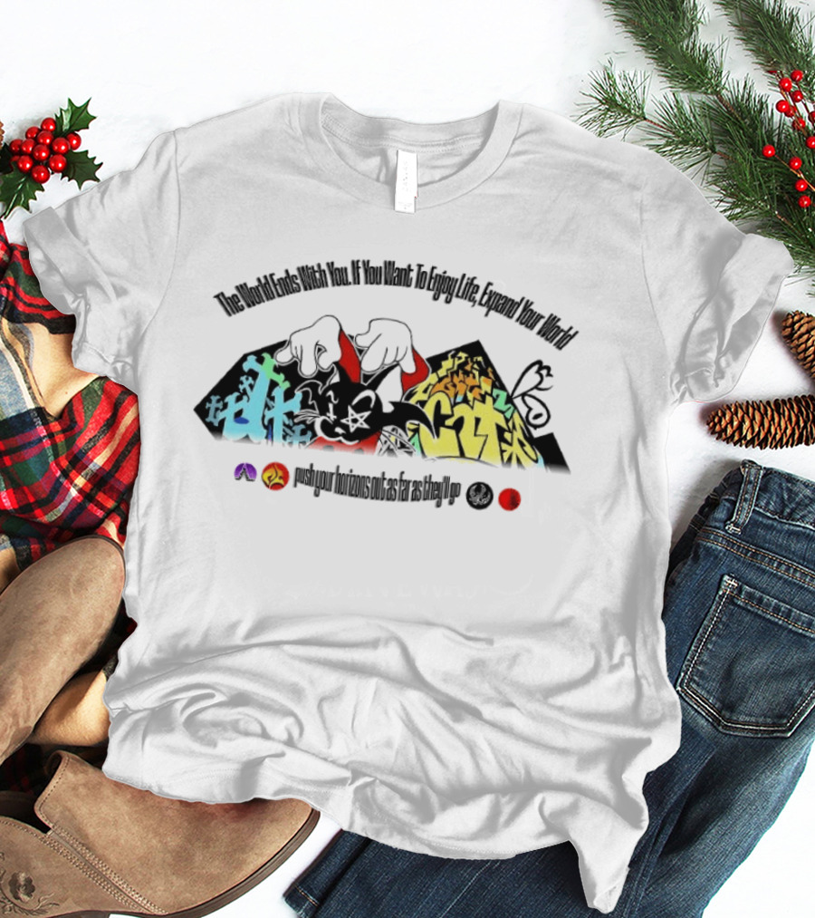 The World Ends With You Enjoy Life Expand Your World Colorful Graffiti T-Shirt
