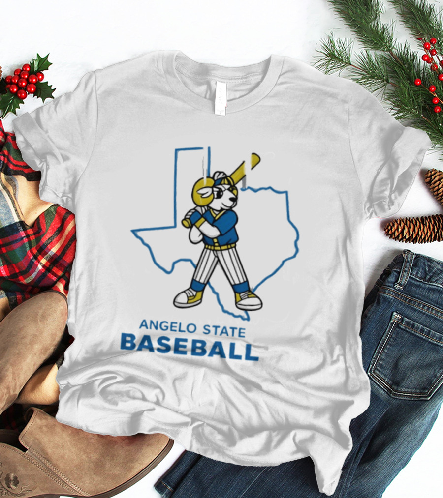 Texas Outline Angelo State Baseball Batter T-Shirt