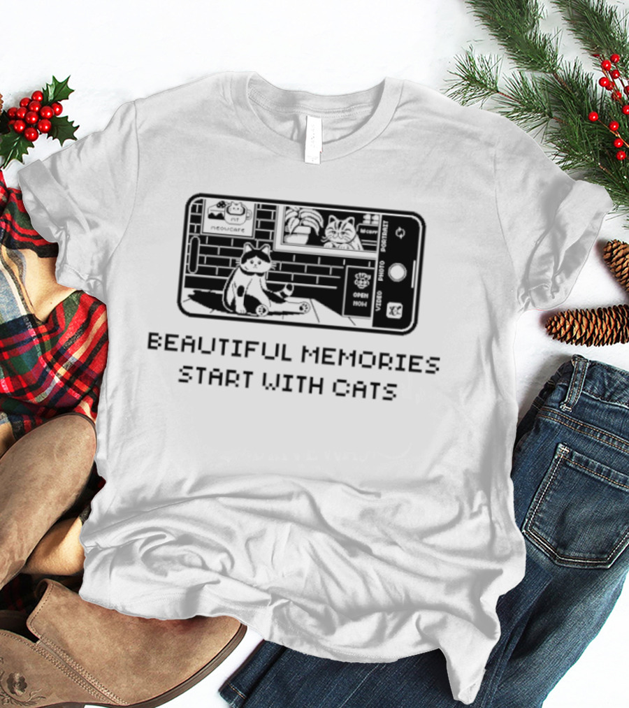 Beautiful Memories Start With Cats In Camera Frame T-Shirt