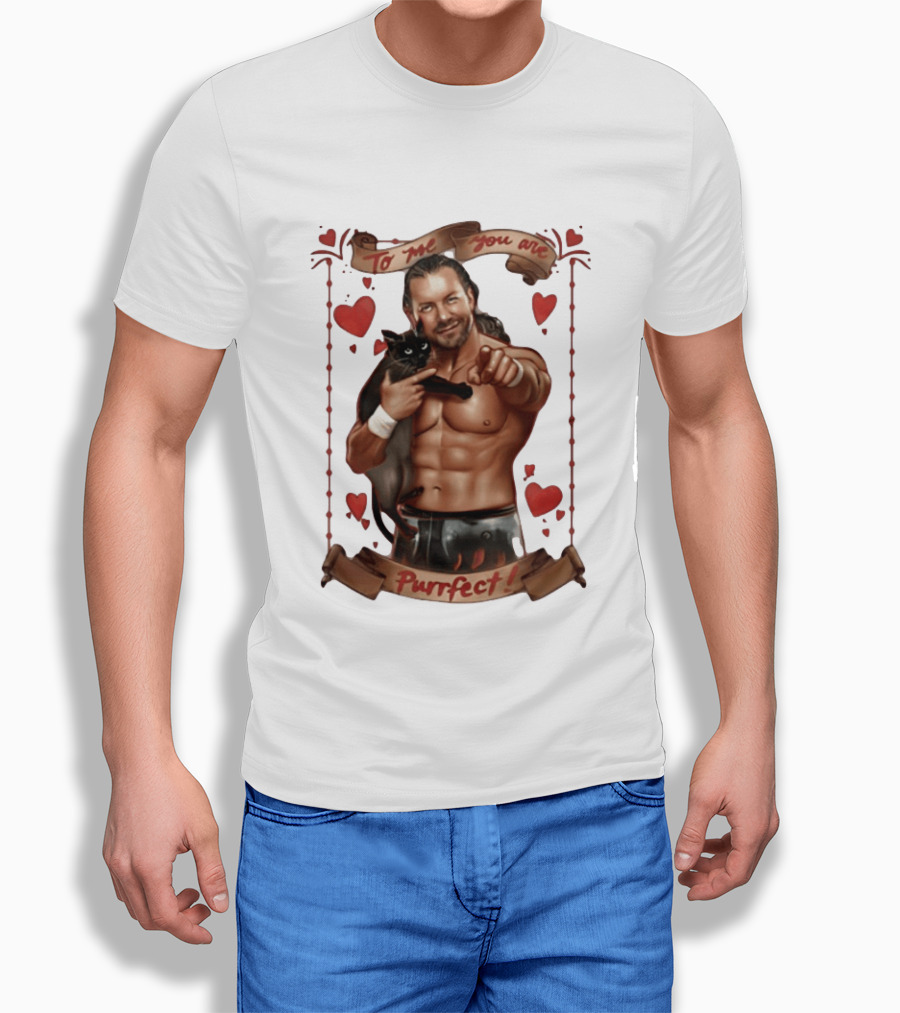 To Me You Are Purrfect Kenny Omega With Black Cat And Hearts T-Shirt