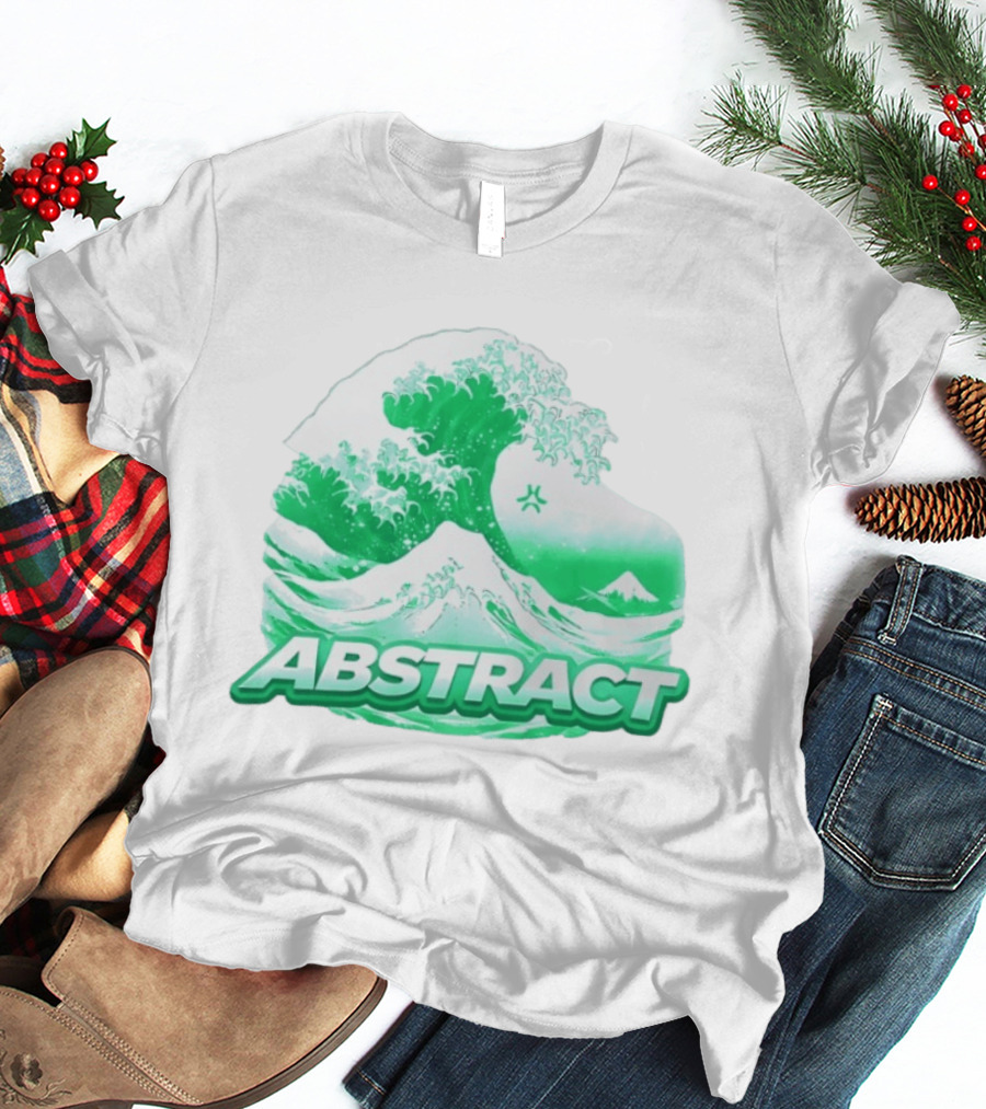 Abstract Green Wave Japanese Art Style Ocean Scene T-Shirt