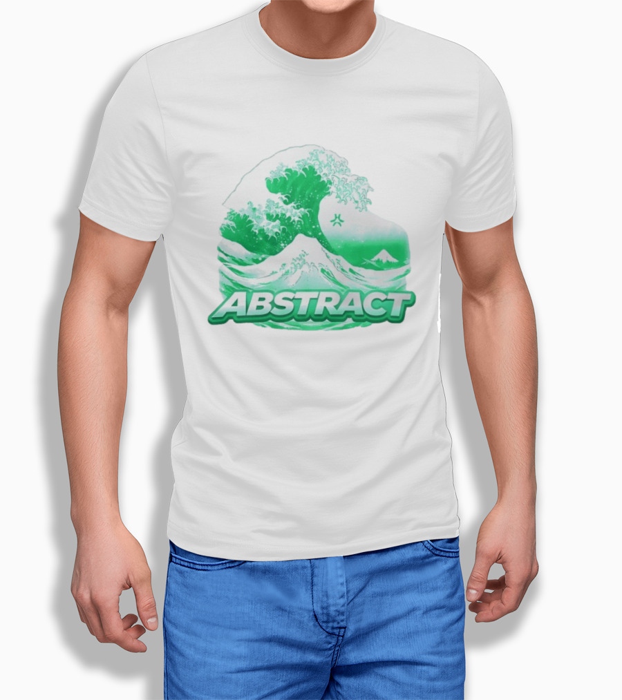 Abstract Green Wave Japanese Art Style Ocean Scene T-Shirt