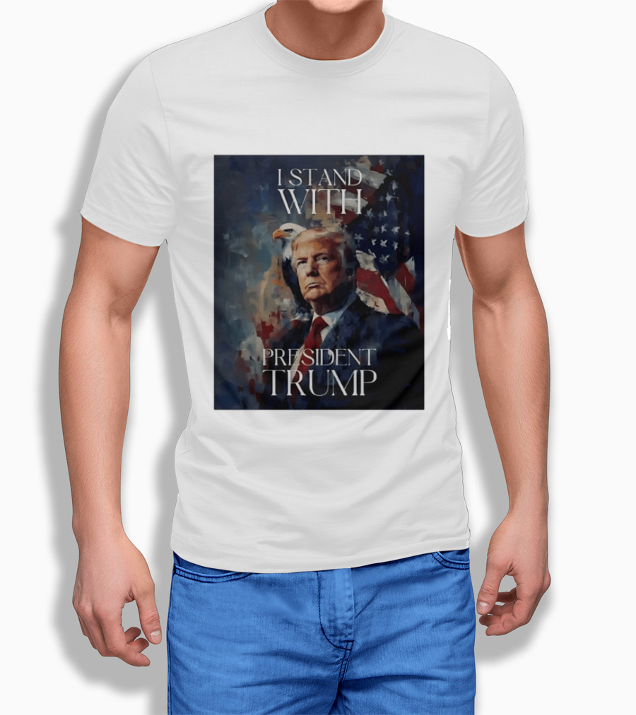 I Stand With President Trump American Flag Bald Eagle T-Shirt