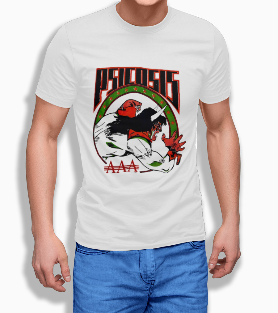 Psicosis AAA Wrestling Promotion Luchador Mask Art Comic T-Shirt