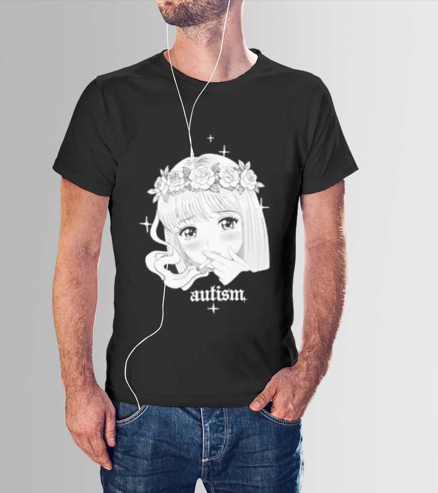 Autism Anime Girl Smoking Flower Crown Aesthetic T-Shirt