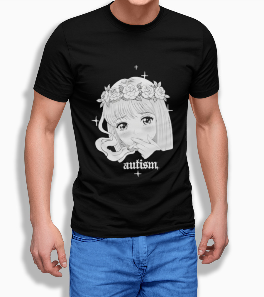 Autism Anime Girl Smoking Flower Crown Aesthetic T-Shirt