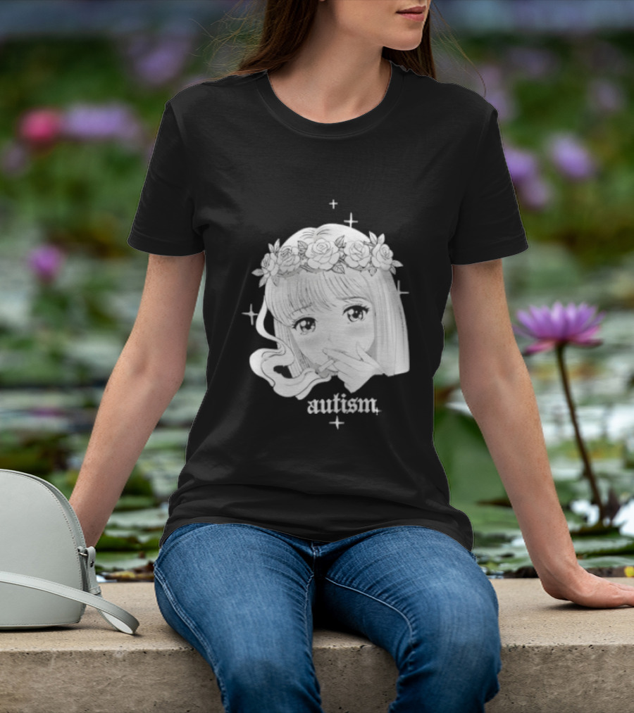 Autism Anime Girl Smoking Flower Crown Aesthetic T-Shirt