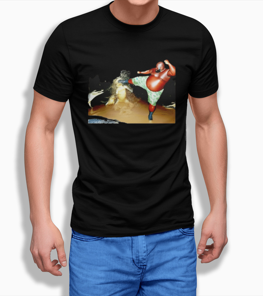 Black Guy Kicking Crocodile T-Shirt