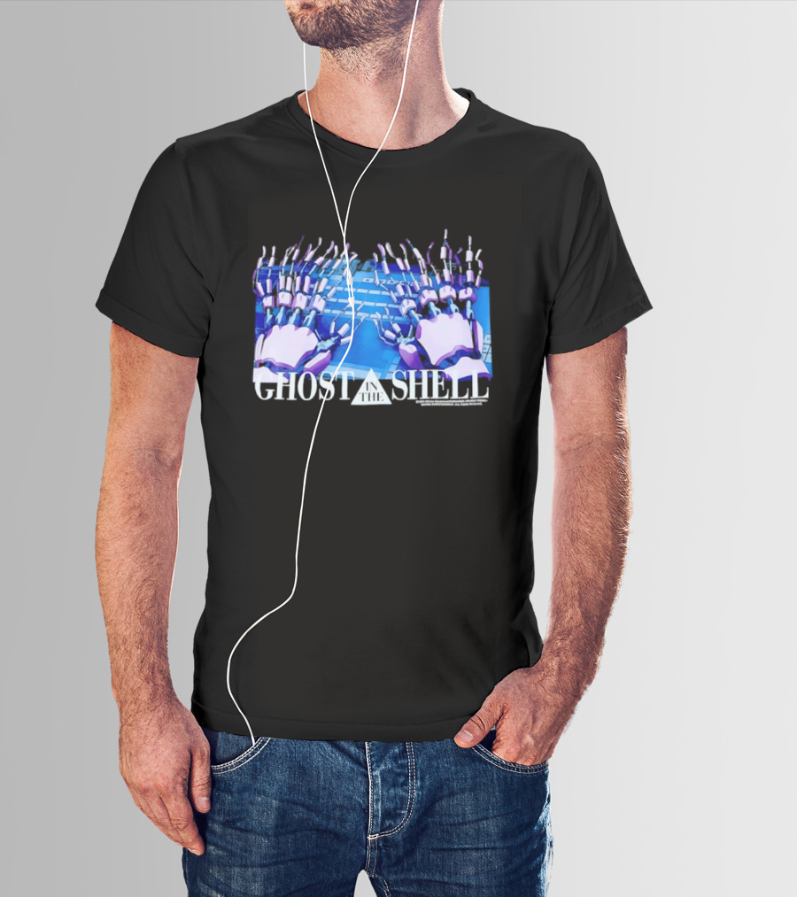 Holographic Robotic Hands Ghost In The Shell 1999 Cyber Tech T-Shirt