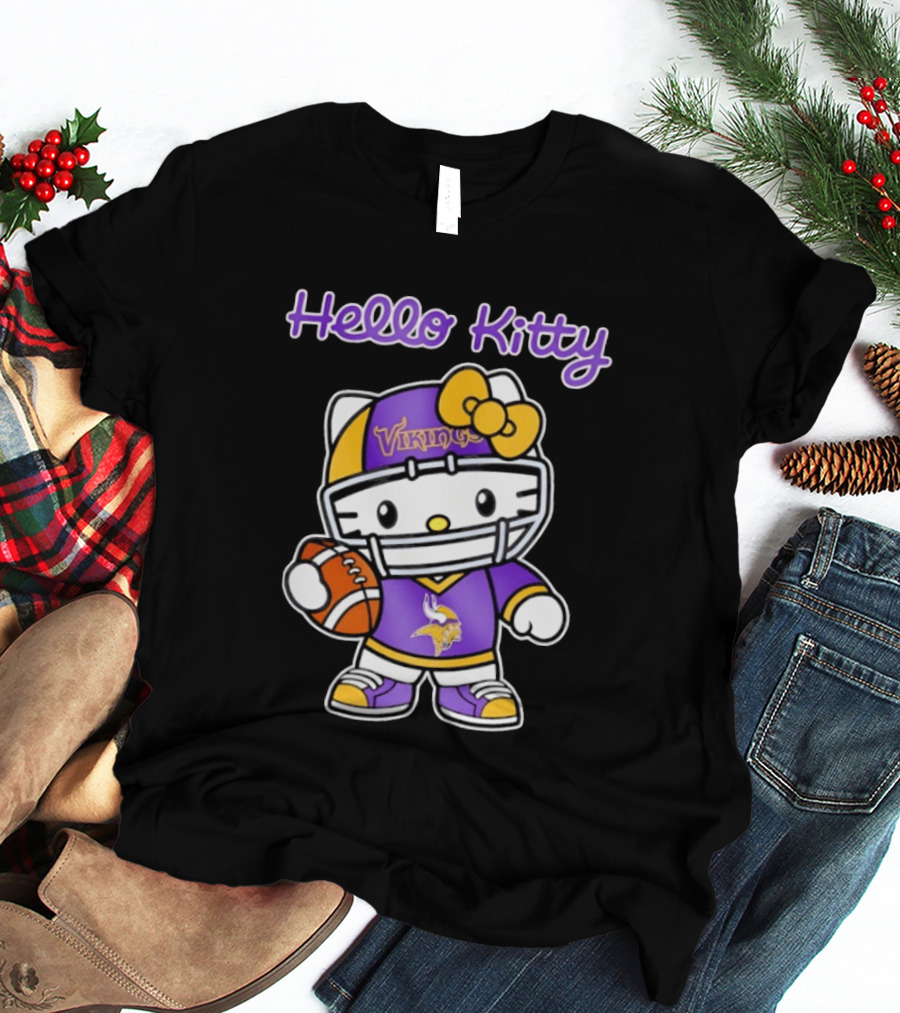 Hello Kitty Minnesota Vikings Football Fan Art Collaboration T-Shirt