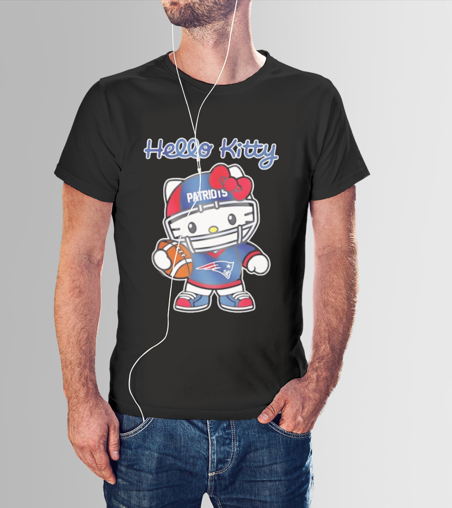 Hello Kitty Patriots Football Collaboration NFL Fan Collection T-Shirt