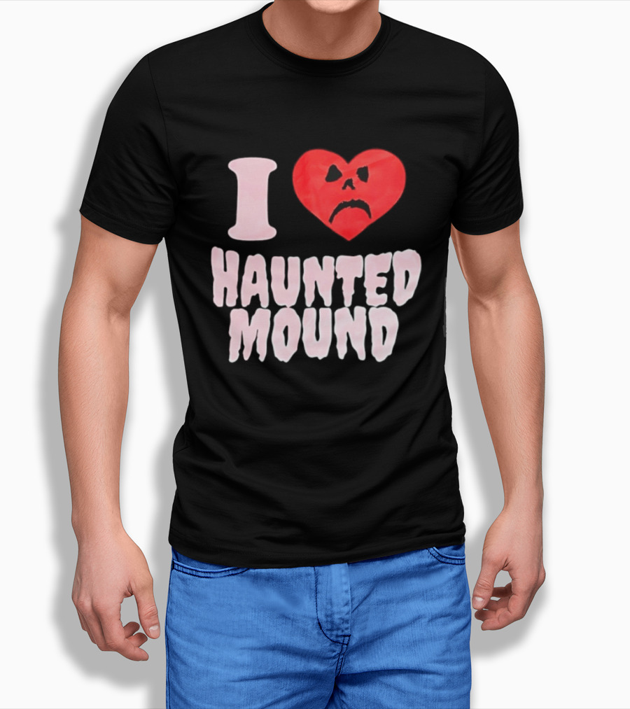 I Love Haunted Mound Heart Face T-Shirt