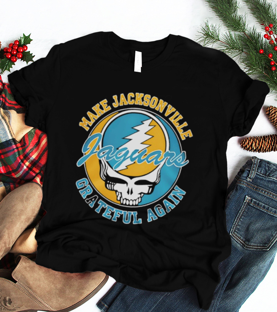 Jacksonville Jaguars Make Jacksonville Grateful Again Skulls And Lightning T-Shirt
