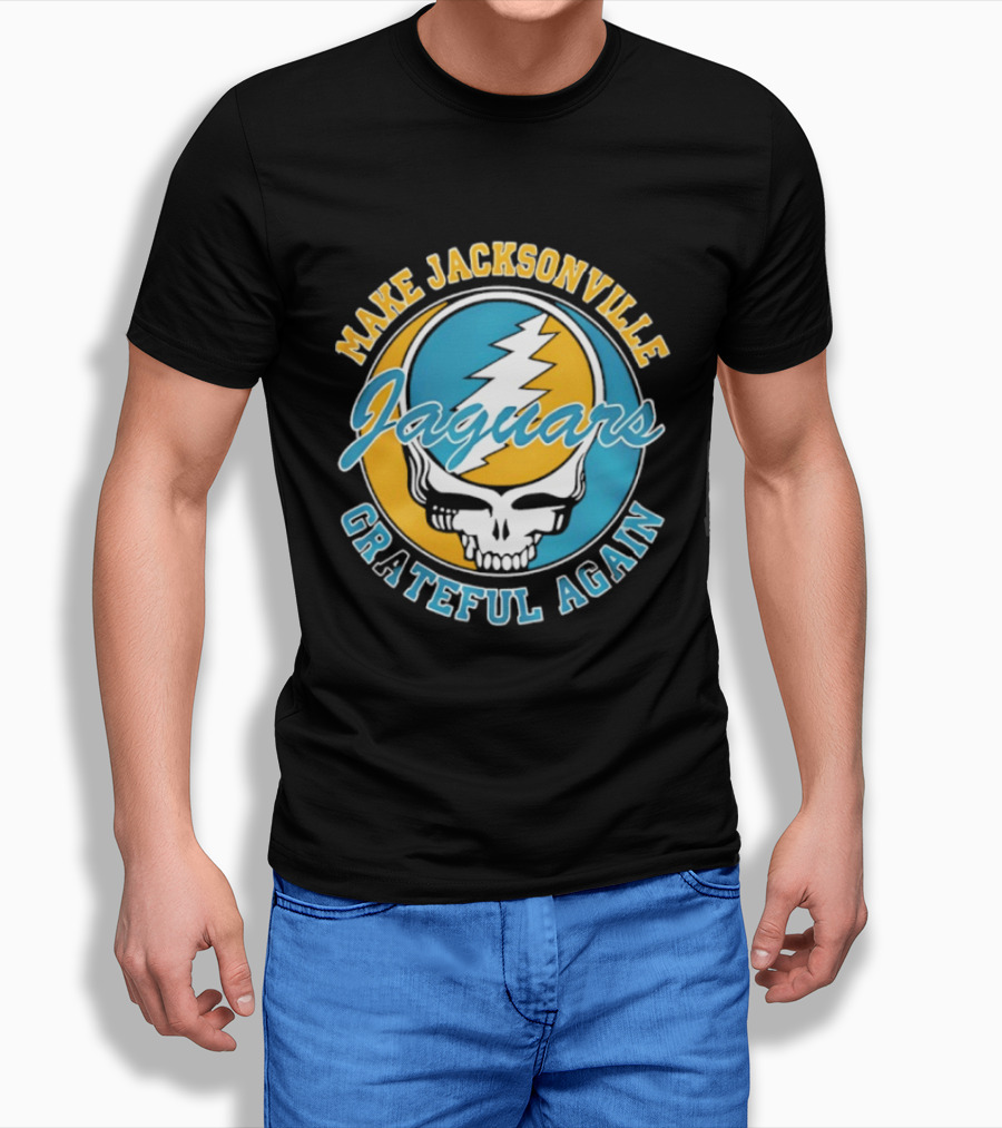 Jacksonville Jaguars Make Jacksonville Grateful Again Skulls And Lightning T-Shirt