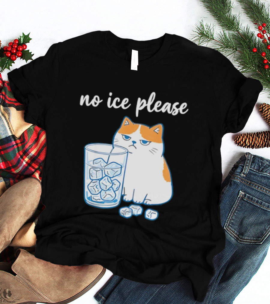 No Ice Please Cat Meme Cartoon Humor Ice Cube T-Shirt