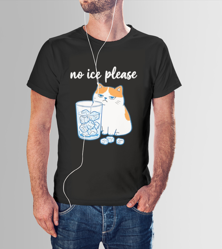 No Ice Please Cat Meme Cartoon Humor Ice Cube T-Shirt