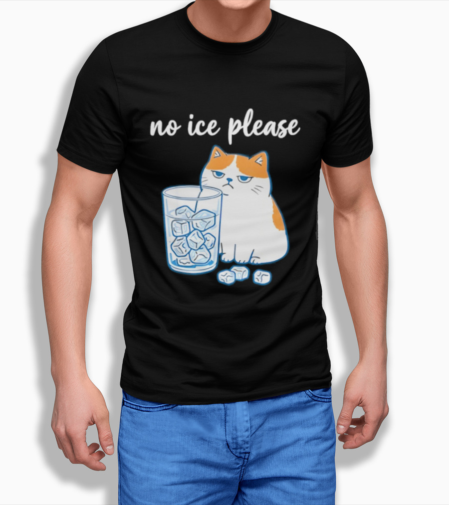 No Ice Please Cat Meme Cartoon Humor Ice Cube T-Shirt
