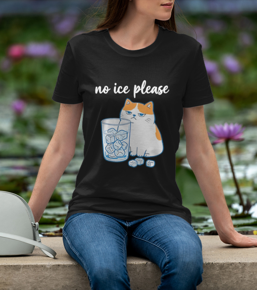 No Ice Please Cat Meme Cartoon Humor Ice Cube T-Shirt