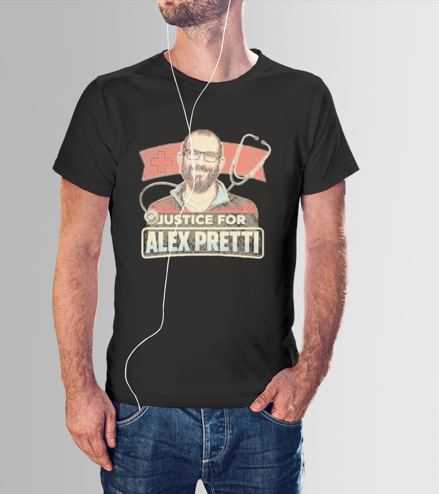 Justice For Alex Pretti Red Cross Stethoscope Tribute 2026 T-Shirt