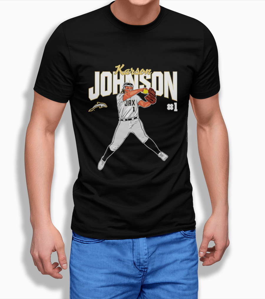Karson Johnson JAX Softball #1 Caricature Legends T-Shirt