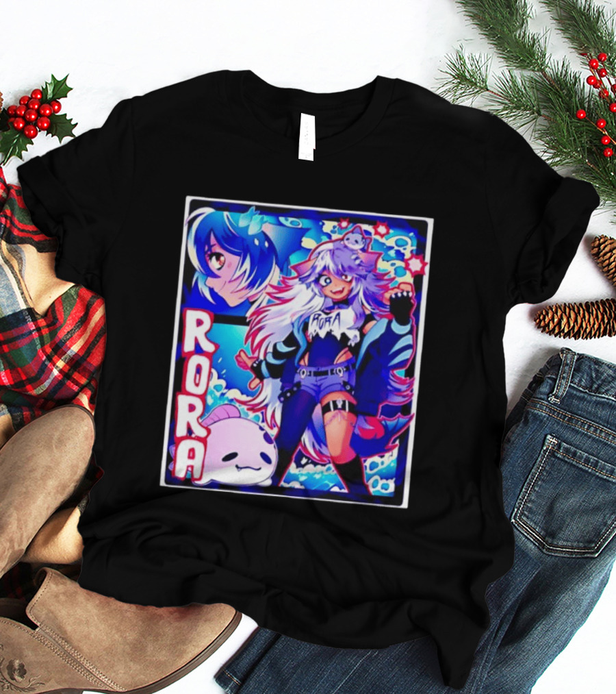 Rora Anime Character Vibrant Art With Cute Fantasy Elements And Pink Creature T-Shirt